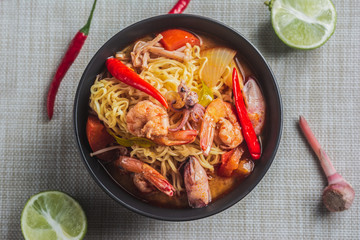 Spicy instant noodles.