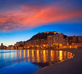 Fototapeta premium Alicante skyline at sunset from Postiguet