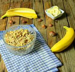 muesli with banana and nuts