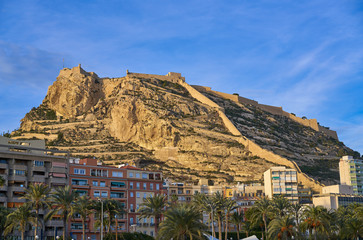 Alicante city and Santa Barbara castle Spain