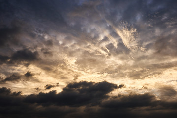 The majestic burning sky seen from the top of Sungsan Sunrise Peak at Jeju Island, South Korea