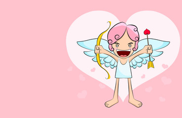 cute cupid on pink background 