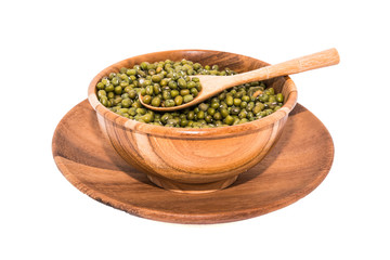 Green beans in bowl on white backgrounds