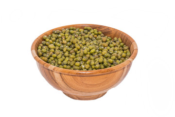 Green beans in bowl on white backgrounds