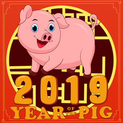 Happy Chinese new year 2019.Year of the pig