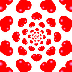 Red hearts infinity isolated splash over a white background in valentine's day