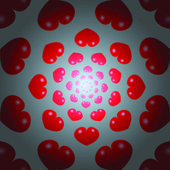 Red hearts infinity splash over a gray  to white  background in valentine's day