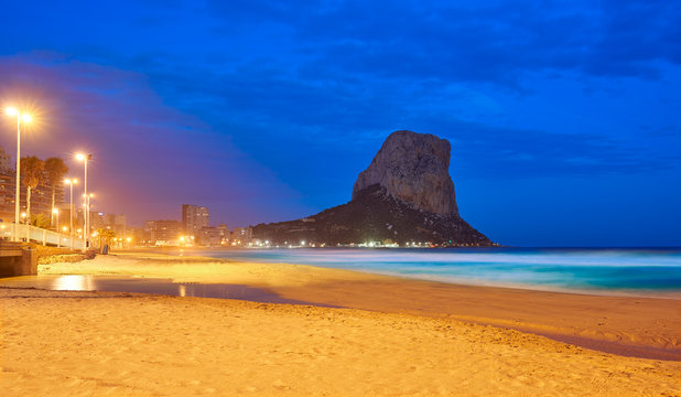 Arenal Bol beach in Calpe in Alicante sunset