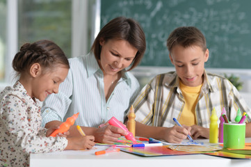 Fototapeta premium Portrait of children at school in the classroom