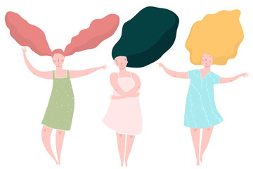 Three Different Women with Long Hair