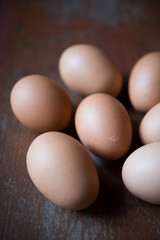 Eggs on wood blackgrounds