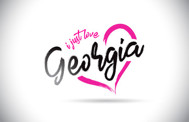 Georgia I Just Love Word Text with Handwritten Font and Pink Heart Shape.