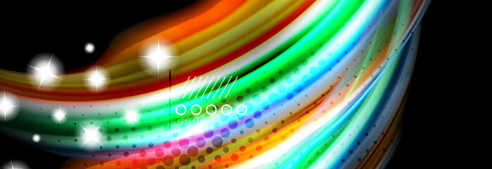 Rainbow color fluid wave lines flow poster. Wave Liquid shapes design