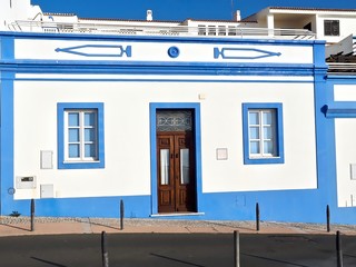 Nice blue and white houses in Albufeira in Portugal