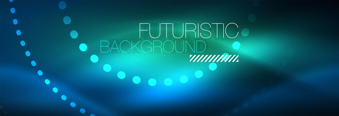 Glowing neon circle line dots, round line design, abstract style on black background. Neon abstract round circles Magic neon lights and glowing dots