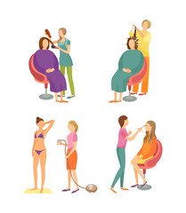 Spa Salon Hair and Body Skin Care Icons Set Vector