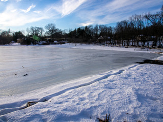 frozen lake in winter 