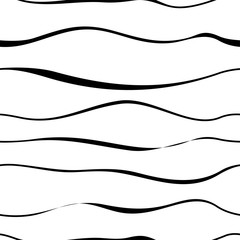 Wavy line seamless pattern. Vector abstract background. Scrapbook, gift wrapping paper, textiles. Black and white colors