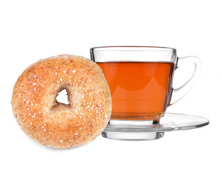 cup of tea on white background