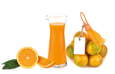 Orange juice glass isolated on white background