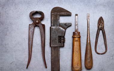 isolated old tools