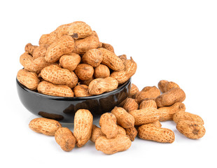 Peanuts on white background