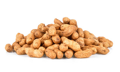 Peanuts on white background