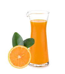 Orange juice glass isolated on white background
