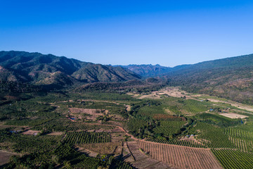 aerial view of village landscape.
