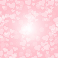 Pink heart Bokeh background. Concept for valentine's day, greeting card, banner, Vector, Illustration