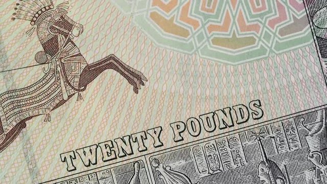 Egyptian 20 pound banknote slow rotating. Twenty EGP. Egypt money currency bill. Stock video footage