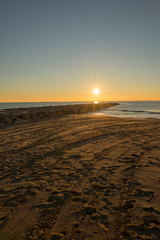 Fototapeta na wymiar Sunrise on the coast of Benicasim, Castellon