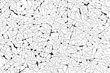 Cracked dry white paint black lines pattern texture.