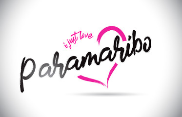 Paramaribo I Just Love Word Text with Handwritten Font and Pink Heart Shape.