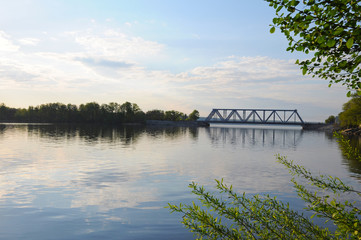 Railway bridge over a wide river