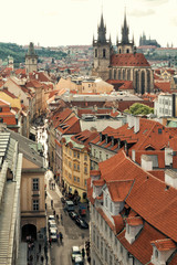 Top view of old town of Prague