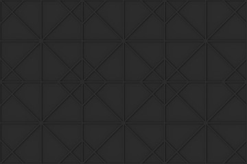 3d rendering. seamless dark tone black grid square art pattern wall background.