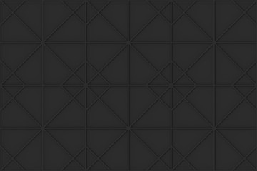 Fototapeta premium 3d rendering. seamless dark tone black grid square art pattern wall background.