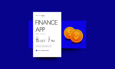 Finance Money App Interface Design with Gold Dollar Coin
