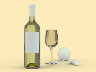 Wine Bottle Mockup. Blank Label. 3D