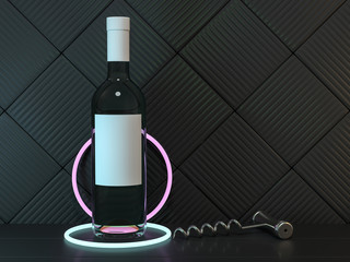 Wine Bottle Mockup. Blank Label. 3D