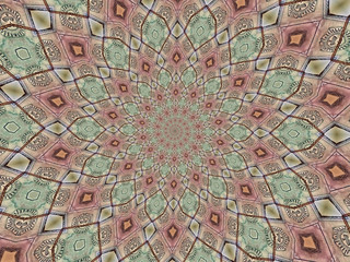 Red, green and black abstract vortex pattern