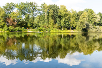 Fototapeta na wymiar lake in germany with trees and reflection in water