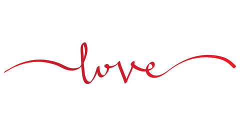 Love brush calligraphy banner on white, stock vector illustration