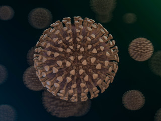 The virus in the body in the macro scale. 3D rendering