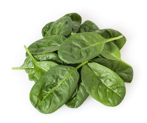 Fresh spinach leafs isolated on white background