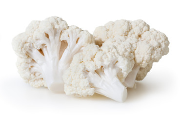 Cauliflowers isolated on white background with clipping path