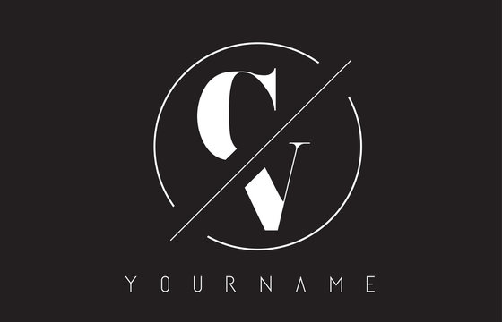 CV Letter Logo with Cutted and Intersected Design