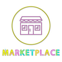 Marketplace Color Minimalist Thin Line Design Icon