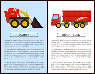 Agricultural Machinery Set, Cartoon Vector Banner